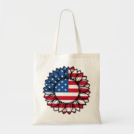 Amerikaanse vlag Zonnebloem-32222 Tote Bag (Voorkant)