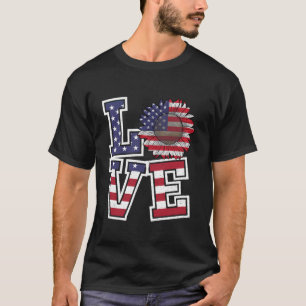 Amerikaanse vlag Zonnebloem 4 juli Love America U T-shirt