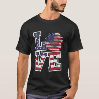 Amerikaanse vlag Zonnebloem 4 juli Love America U T-shirt