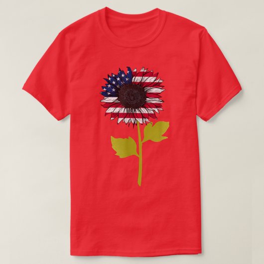 Amerikaanse vlag Zonnebloem 4 juli Onafhankelijkhe T-shirt (Design voorkant)