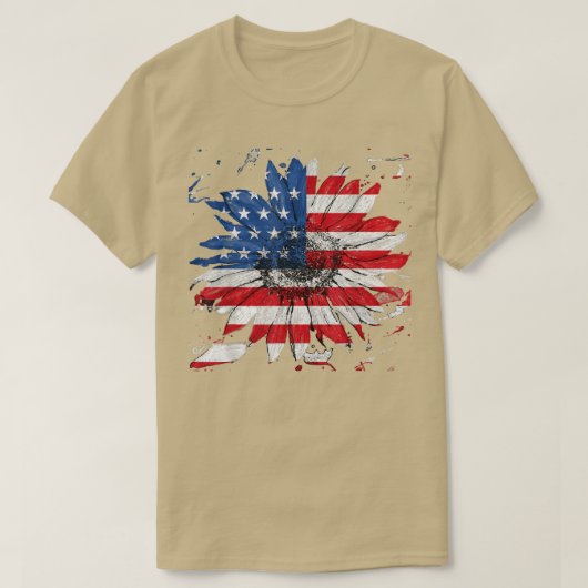 Amerikaanse vlag Zonnebloem Grafisch 4 juli VS VS T-shirt (Design voorkant)