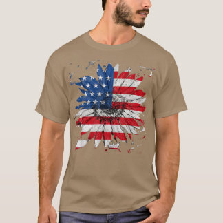 Amerikaanse vlag Zonnebloem Grafisch 4 juli VS VS T-shirt