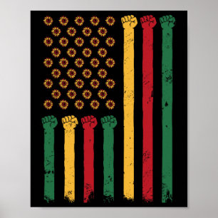 Amerikaanse vlag Zonnebloem Juneteenth Blm Black H Poster