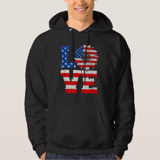 Amerikaanse vlag Zonnebloem liefde 4 juli onafhank Hoodie