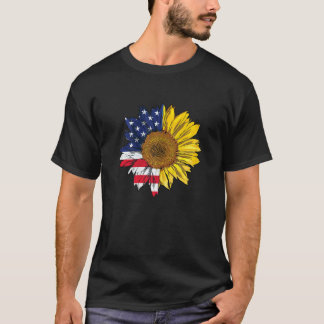 Amerikaanse vlag zonnebloem Lover Patriotic op 4 j T-shirt