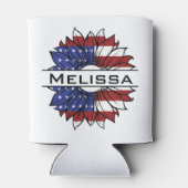 Amerikaanse vlag Zonnebloem met naam Blikjeskoeler (Achterkant)