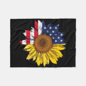 Amerikaanse vlag Zonnebloem Onafhankelijkheid 4th  Fleece Deken (Voorkant (Horizontaal))