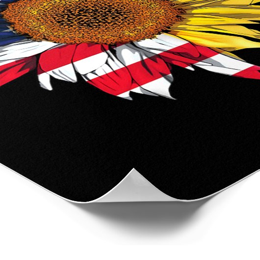 Amerikaanse vlag Zonnebloem Onafhankelijkheid 4th Poster (Hoek)