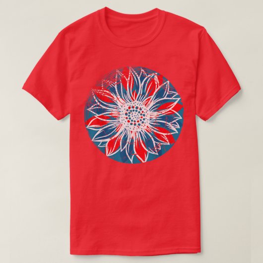 Amerikaanse vlag Zonnebloem  op 4 juli Indepe T-shirt (Design voorkant)
