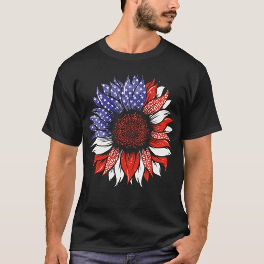 Amerikaanse vlag zonnebloem patriottisch, 4 juli 2 t-shirt (Voorkant)