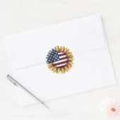 Amerikaanse vlag zonnebloem ronde sticker (Envelop)