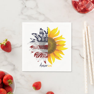Amerikaanse vlag zonnebloem servet