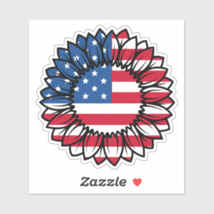 Amerikaanse vlag zonnebloem sticker