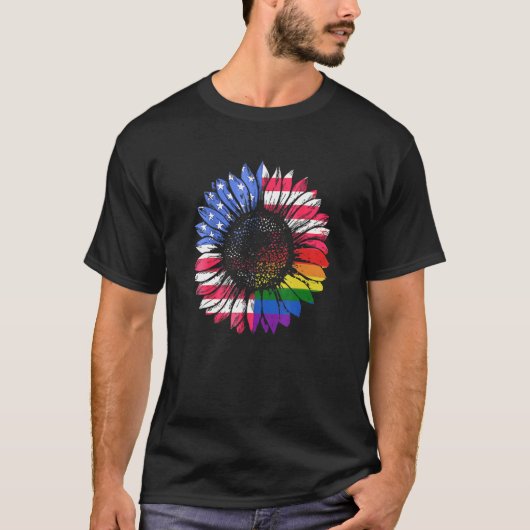 Amerikaanse vlag zonnebloem t-shirt (Voorkant)