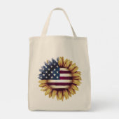 Amerikaanse vlag zonnebloem tote bag (Achterkant)