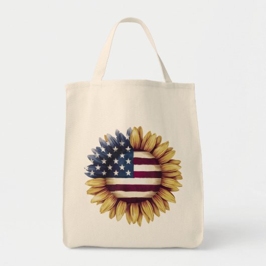 Amerikaanse vlag zonnebloem tote bag (Voorkant)