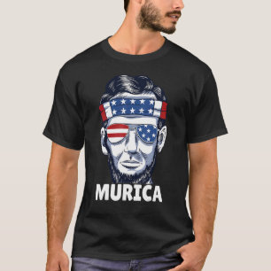 Amerikaanse vlag zonnebril Abraham Lincoln Murica  T-shirt