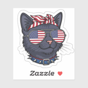Amerikaanse vlag zonnebril Cat - Cool Patriotic Sticker