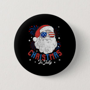 Amerikaanse Vlag Zonnebril Kerstmis In Juli Kerstm Ronde Button 5,7 Cm