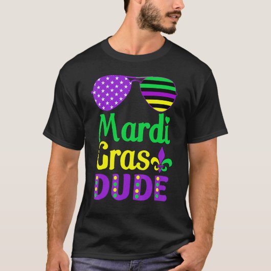 Amerikaanse vlag - zonnebril Mardi Gras Man T-shirt (Voorkant)