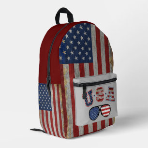 Amerikaanse Vlag Zonnebril Patriotisch Met Afgepla Bedrukte Rugzak