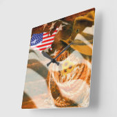 Amerikaanse vlag Zonnestralen Cowboy Pet Lasso Vierkante Klok (Hoek)
