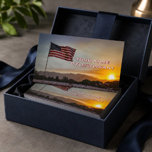 Amerikaanse Vlag Zonsondergang Bedrijfsnaam  Visit Visitekaartje