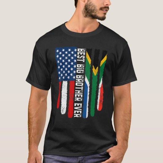 Amerikaanse vlag Zuid-Afrika vlag Beste Big Brothe T-shirt (Voorkant)