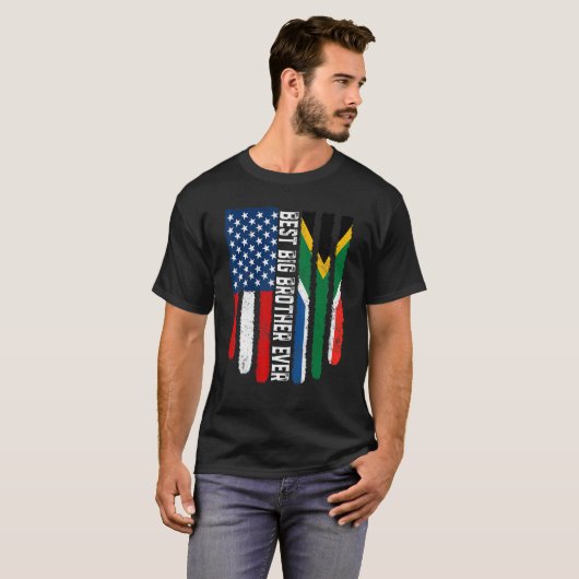 Amerikaanse vlag Zuid-Afrika vlag Beste Big Brothe T-shirt (Voorkant volledig)