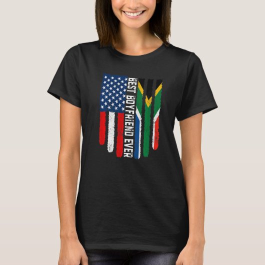 Amerikaanse vlag Zuid-Afrika vlag Beste boyvriend  T-shirt (Voorkant)