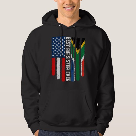Amerikaanse vlag Zuid-Afrika vlag beste grote zus Hoodie (Voorkant)