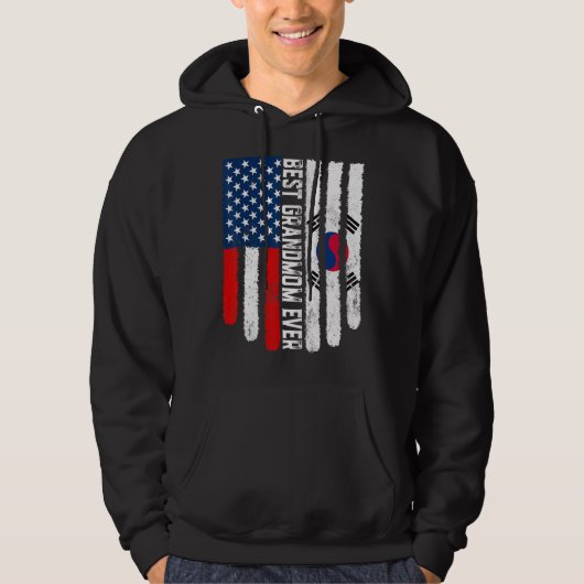 Amerikaanse vlag Zuid-Korea vlag Beste grootmoeder Hoodie (Voorkant)