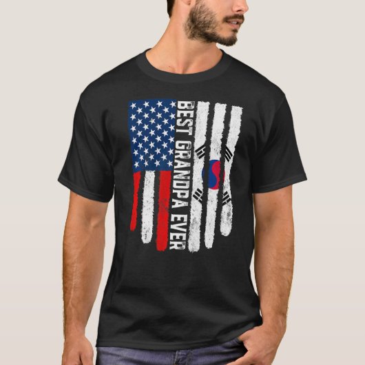 Amerikaanse vlag Zuid-Korea vlag Beste grootvader  T-shirt (Voorkant)