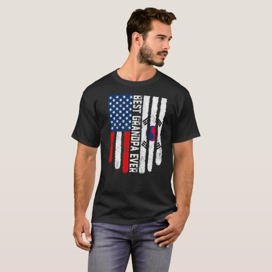 Amerikaanse vlag Zuid-Korea vlag Beste grootvader  T-shirt (Voorkant volledig)