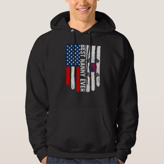 Amerikaanse vlag Zuid-Korea vlag beste nanny ooit  Hoodie (Voorkant)
