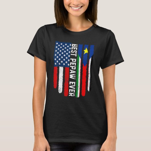 Amerikaanse vlag Zuid-Soedan Flag Beste Pepaw ooit T-shirt (Voorkant)