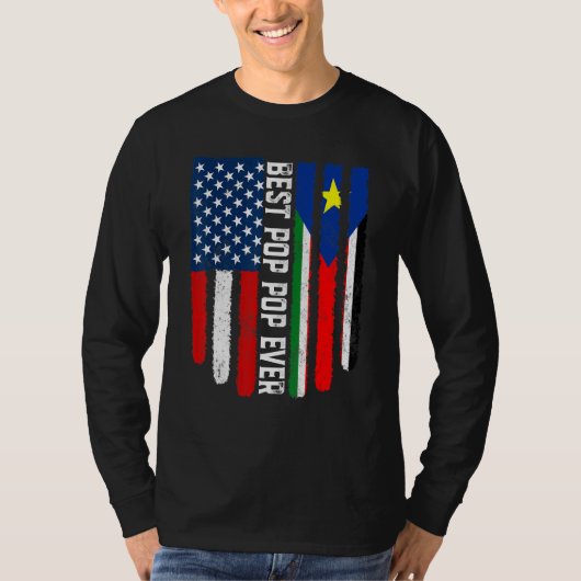 Amerikaanse vlag Zuid-Soedan vlag Beste Pop Pop oo T-shirt (Voorkant)