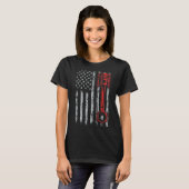 Amerikaanse vlag zuiger auto t-shirt (Voorkant volledig)