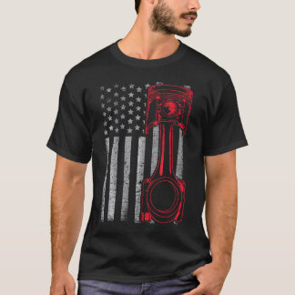 Amerikaanse vlag zuiger grappige spier auto monteu t-shirt