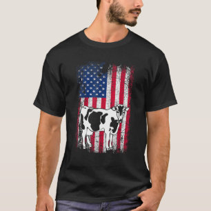 Amerikaanse Vlag Zuivelkoe Dier Vintage 4 juli T-shirt