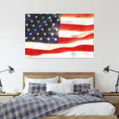 Amerikaanse vlag zwaait in de wind canvas afdruk (Insitu (Slaapkamer))
