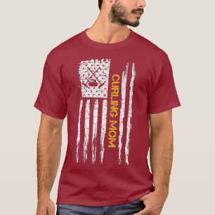  Amerikaanse vlag zwaait mam Curler Funny T-shirt