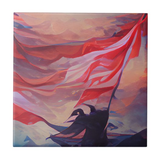 Amerikaanse vlag zwaait op 4 juli abstracte herden tegeltje (Voorkant)