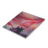 Amerikaanse vlag zwaait op 4 juli abstracte herden tegeltje (Zijkant)