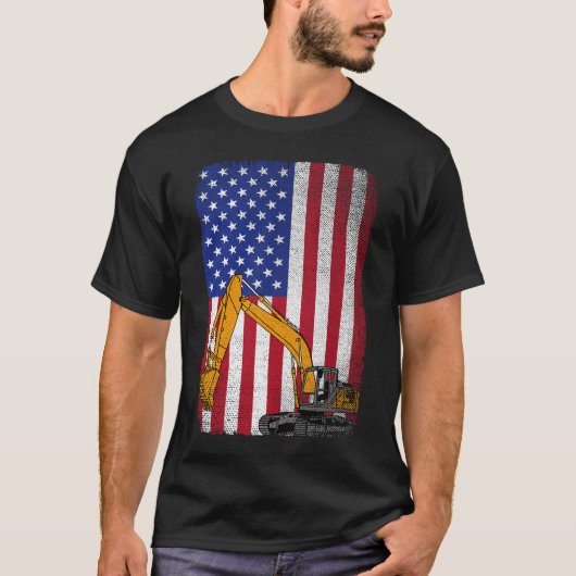 Amerikaanse vlag zware apparatuur operator graafma t-shirt (Voorkant)