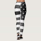 Amerikaanse vlag zwart en wit fonkelt glitters leggings (Achterkant)