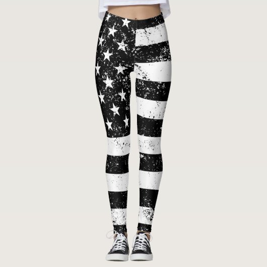 Amerikaanse vlag, zwart en wit leggings (Voorkant)