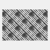 Amerikaanse vlag zwart en wit sprankelt glitters p inpakpapier vel (Voorkant)