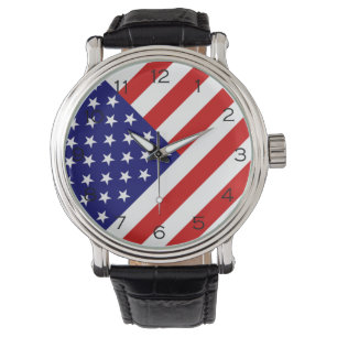 Amerikaanse vlag zwarte cijfers afwezig horloge