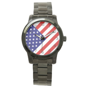 Amerikaanse vlag zwarte cijfers afwezig horloge